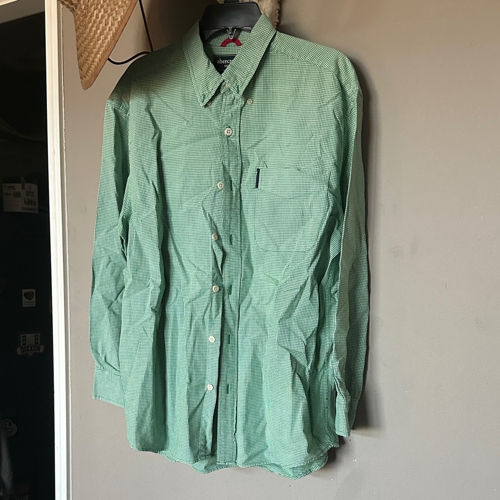 Abercrombie & Fitch Men's Green Button Down Shirt